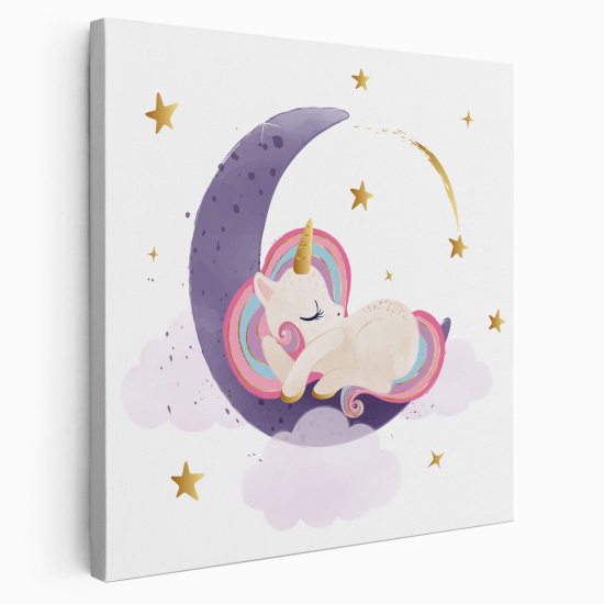 Lienzo cuadrado para niños - Infantil - Unicornio Luna