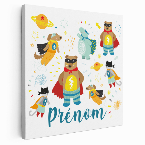 Lienzo personalizado para niños - Infantil - Animales Superhéroes