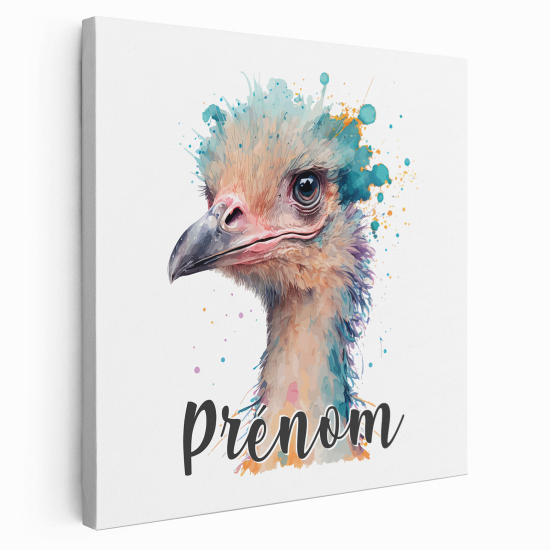 Lienzo personalizado para niños - Infantil - Avestruz colorido