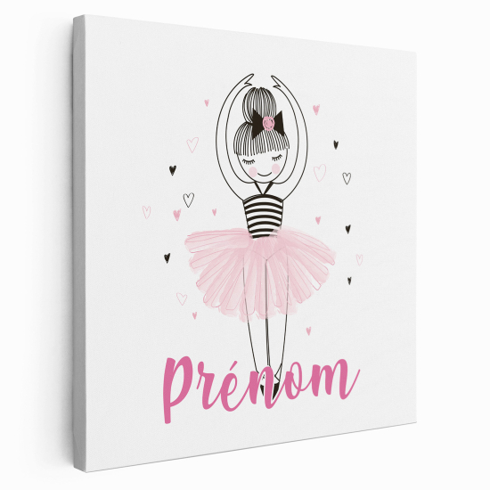 Lienzo personalizado para niños - Infantil - Bailarina corazones
