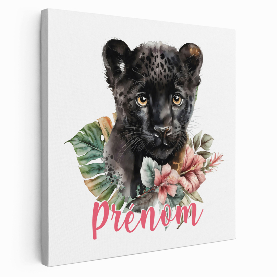 Lienzo personalizado para niños - Infantil - Bebé Leopardo Negro
