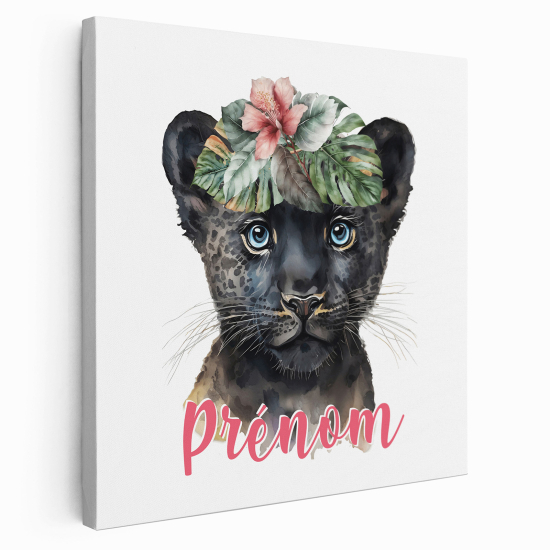 Lienzo personalizado para niños - Infantil - Bebé Leopardo Negro