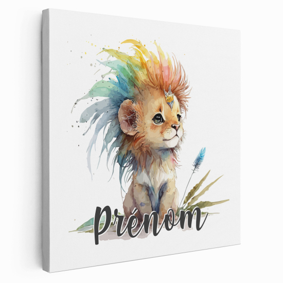 Lienzo personalizado para niños - Infantil - Cachorro de león colorido