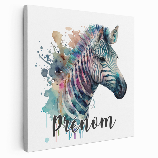 Lienzo personalizado para niños - Infantil - Cebra colorida