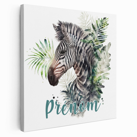 Lienzo personalizado para niños - Infantil - Cebra tropical