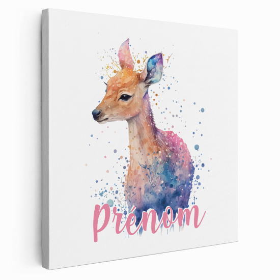 Lienzo personalizado para niños - Infantil - Cervatillo colorido