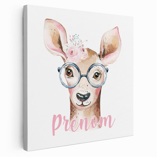 Lienzo personalizado para niños - Infantil - Cervatillo con Gafas