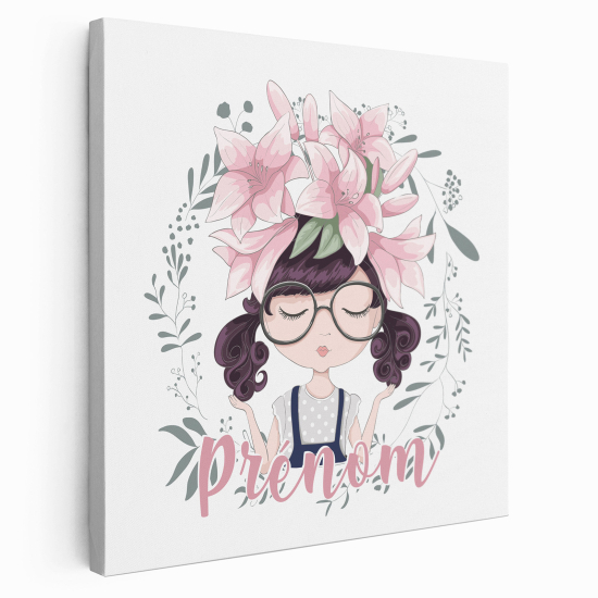 Lienzo personalizado para niños - Infantil - Chica Flores