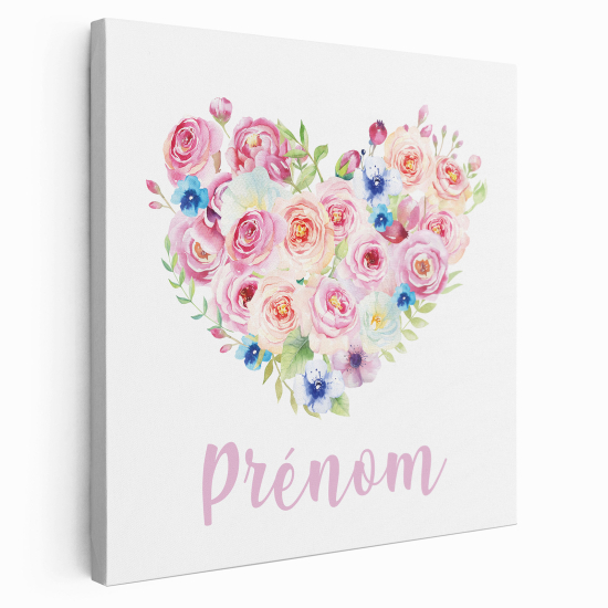 Lienzo personalizado para niños - Infantil - Corazón floral