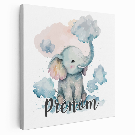 Lienzo personalizado para niños - Infantil - Elefantito en las nubes