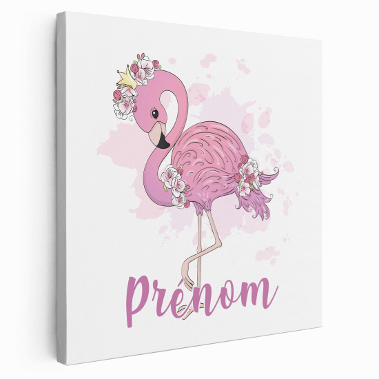 Lienzo personalizado para niños - Infantil - Flamenco Rosa