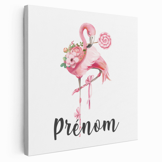 Lienzo personalizado para niños - Infantil - Flamenco Rosa Chupete