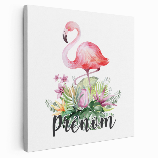 Lienzo personalizado para niños - Infantil - Flamenco Rosa Tropical