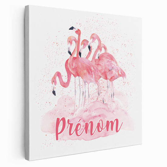 Lienzo personalizado para niños - Infantil - Flamencos Rosados