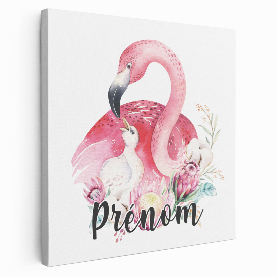 Lienzo personalizado para niños - Infantil - Flamencos Rosados