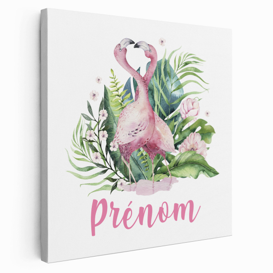 Lienzo personalizado para niños - Infantil - Flamencos Rosados