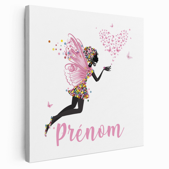Lienzo personalizado para niños - Infantil - Hada Corazón Mariposas