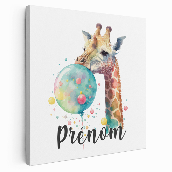 Lienzo personalizado para niños - Infantil - Jirafa burbuja