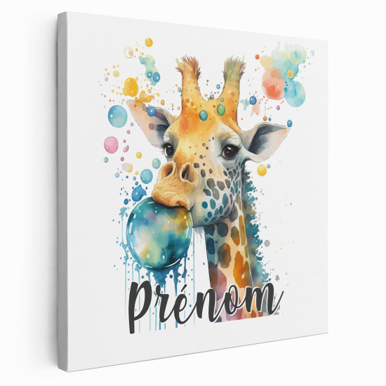Lienzo personalizado para niños - Infantil - Jirafa burbuja colorida