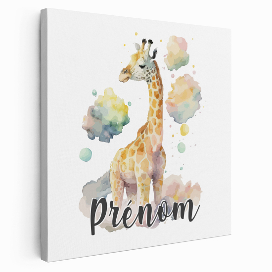 Lienzo personalizado para niños - Infantil - Jirafa en las nubes