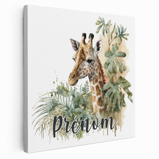 Lienzo personalizado para niños - Infantil - Jirafa tropical