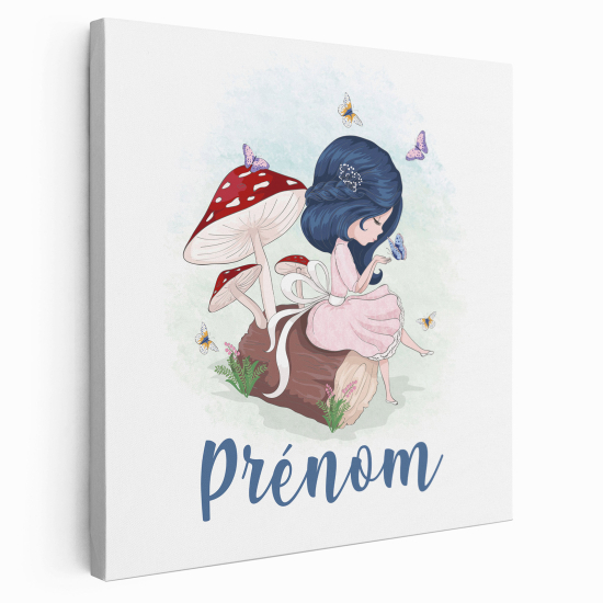 Lienzo personalizado para niños - Infantil - Niña pequeña hongos