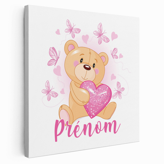 Lienzo personalizado para niños - Infantil - Osito corazones
