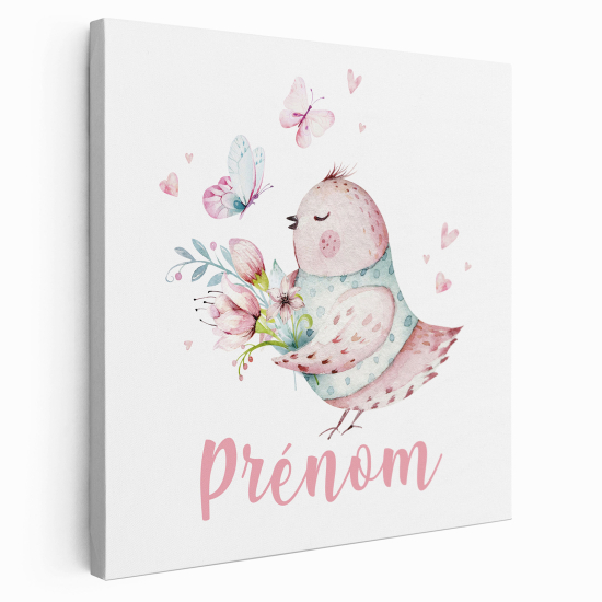 Lienzo personalizado para niños - Infantil - Pájaro Mariposas