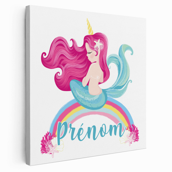 Lienzo personalizado para niños - Infantil - Sirena arcoíris