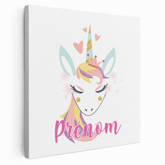 Lienzo personalizado para niños - Infantil - Unicornio corazones