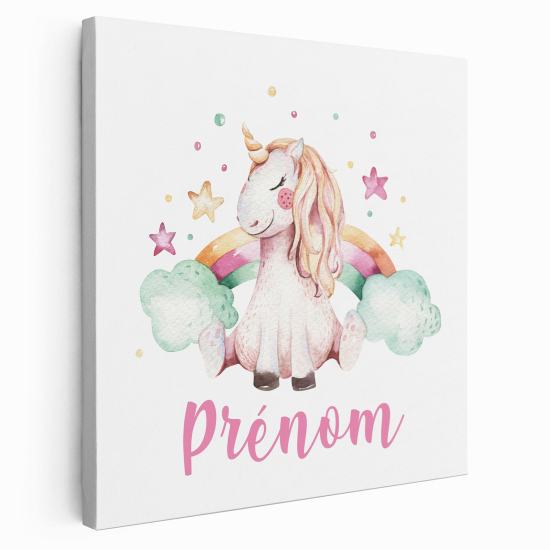Lienzo personalizado para niños - Infantil - Unicornio estrellas arcoíris