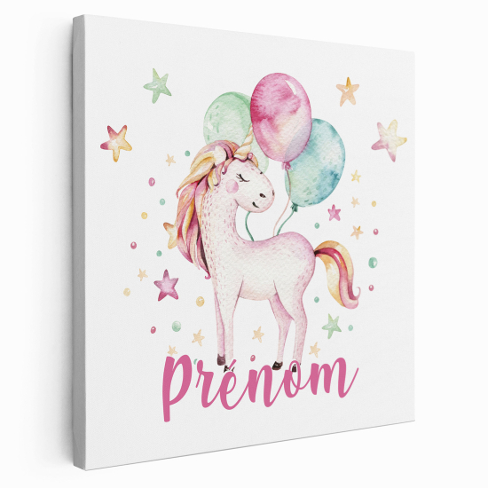 Lienzo personalizado para niños - Infantil - Unicornio globos