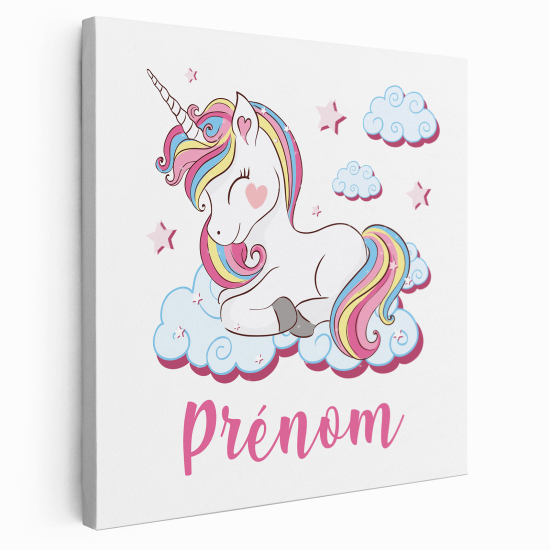 Lienzo personalizado para niños - Infantil - Unicornio nubes