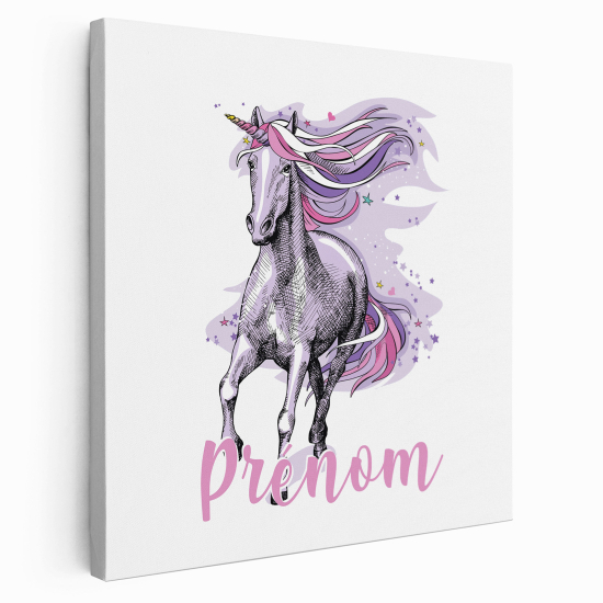 Lienzo personalizado para niños - Infantil - Unicornio Violeta