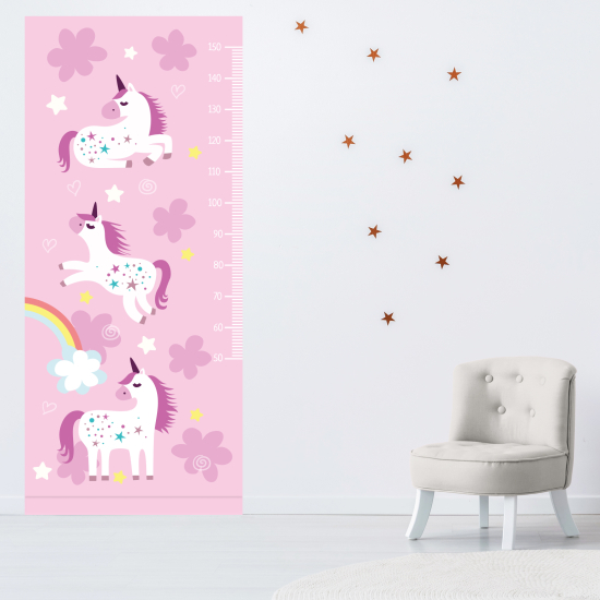 Medidor infantil Vinilo Adhesivo - Unicornios arcoíris