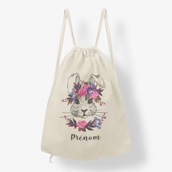Mochila personalizada - Conejo floreado