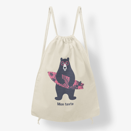 Mochila personalizada - Oso surfista