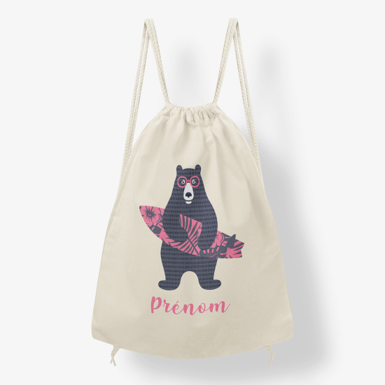 Mochila personalizada - Oso surfista