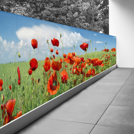 Pantalla de privacidad para balcón - 100x277 cm - Amapolas