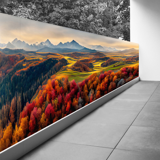 Pantalla de privacidad para balcón - 100x277 cm - Paisaje montañas