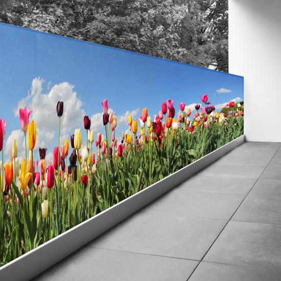 Pantalla de privacidad para balcón - 100x325 cm - Tulipanes
