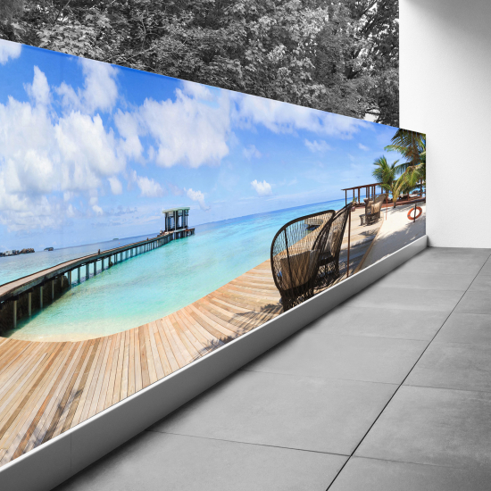 Pantalla de privacidad para balcón - 100x400 cm - Muelle mar paradisíaco