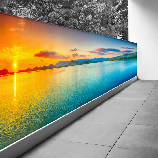 Pantalla de privacidad para balcón - 100x400 cm - Puesta de sol