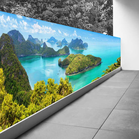 Pantalla de privacidad para balcón - 110x440 cm - Islas paradisíacas