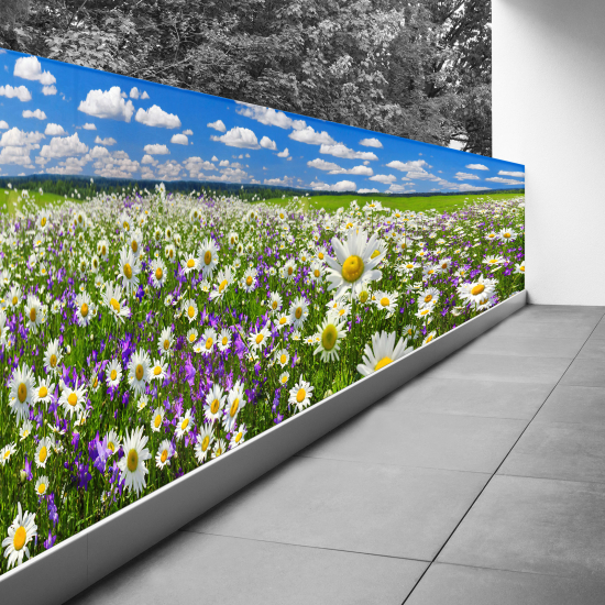 Pantalla de privacidad para balcón - 120x480 cm - Campo de flores
