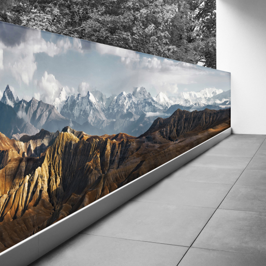 Pantalla de privacidad para balcón - 90x292 cm - Paisaje de las montañas de Nepal