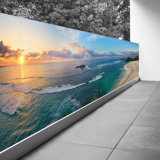 Pantalla de privacidad para balcón - 90x292 cm - Puesta de sol
