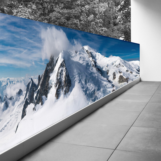 Pantalla de privacidad para balcón - 90x405 cm - Montañas nevadas