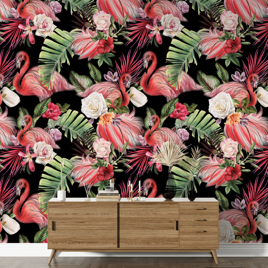Papel pintado con motivos XL - Flamencos Rosados