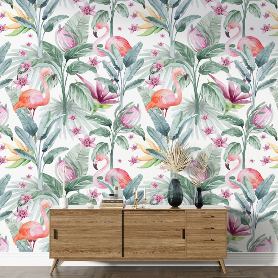 Papel pintado con motivos XL - Flamencos Rosados